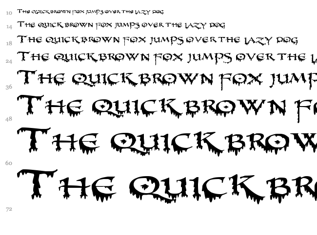 PR Uncial Creepy font waterfall